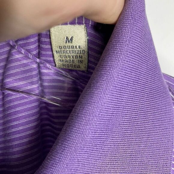 Peter Millar Polo‎ Shirt Men Medium M Purple Preppy Striped Golf Club Duck 1987 - Picture 2 of 7
